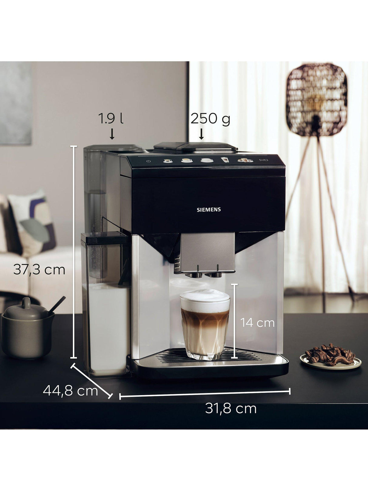 Siemens TQ513GB1 EQ500 Bean to Cup 15-Bar Coffee Machine - Black/Silver
