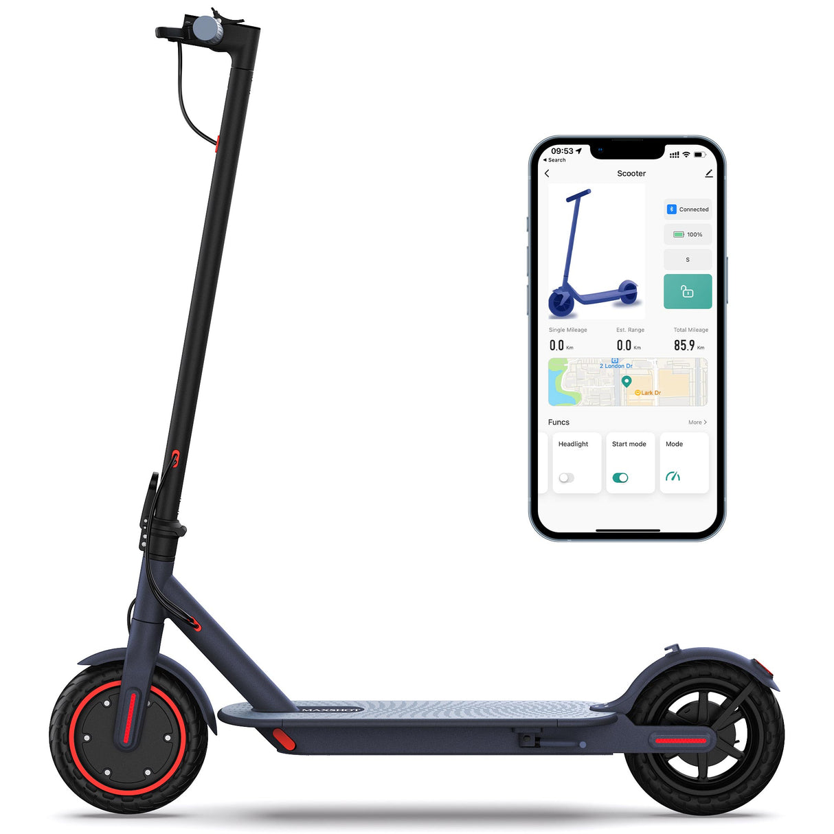AOVOPRO Tuya-80 Adult Folding High-Speed Electric E-Scooter 350W - Black