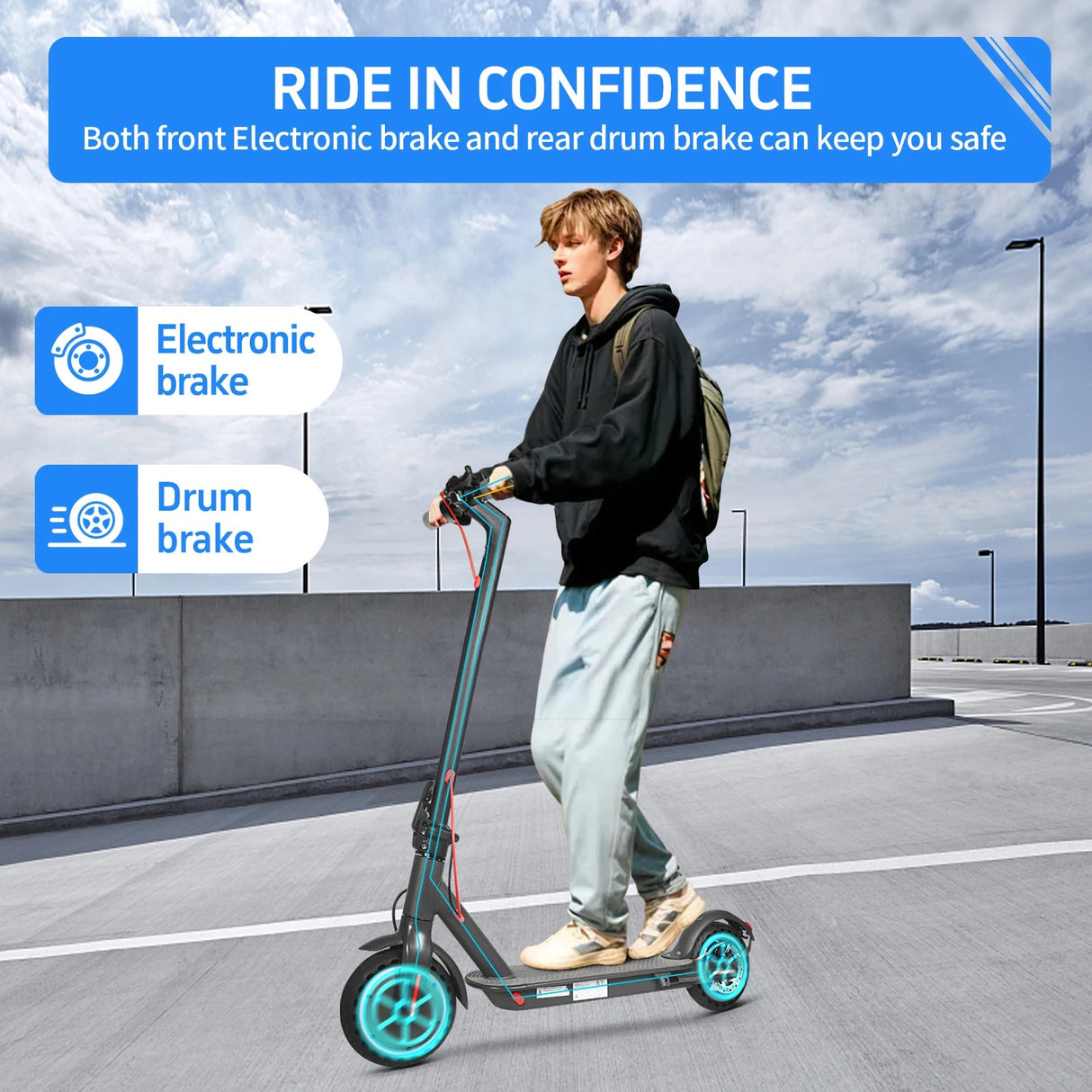 AOVOPRO Tuya-80 Adult Folding High-Speed Electric E-Scooter 350W - Black
