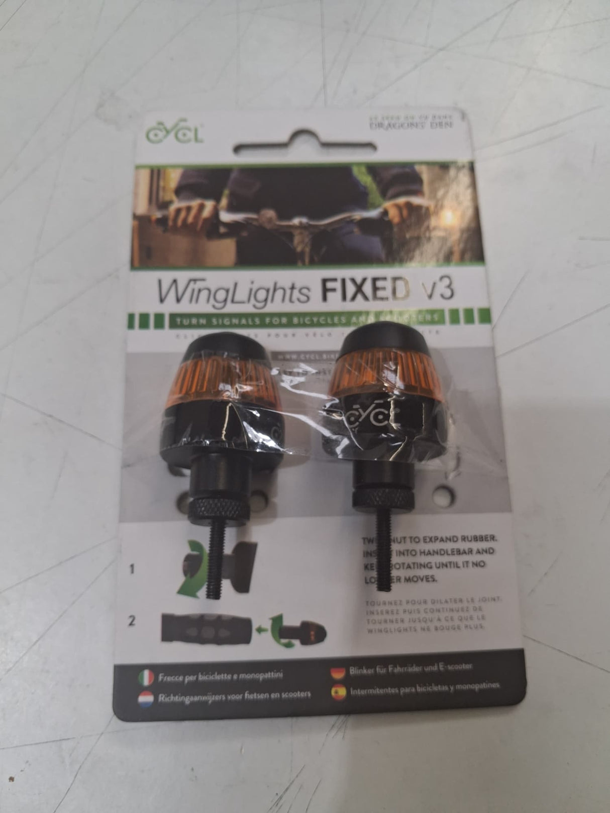 CYCL WingLights Fixed V3 Bike Indicator Turn Signal Lights Black Pair Set