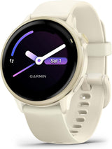 Garmin vivoactive 6 GPS Round Smartwatch 42mm AMOLED Lunar Gold Bone Band