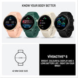 Garmin vivoactive 6 GPS Round Smartwatch 42mm AMOLED Lunar Gold Bone Band