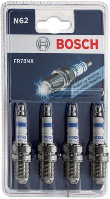 Bosch FR78NX N62 0242232815 Super 4 M14 Spark Plugs Set of 4 - Silver/White
