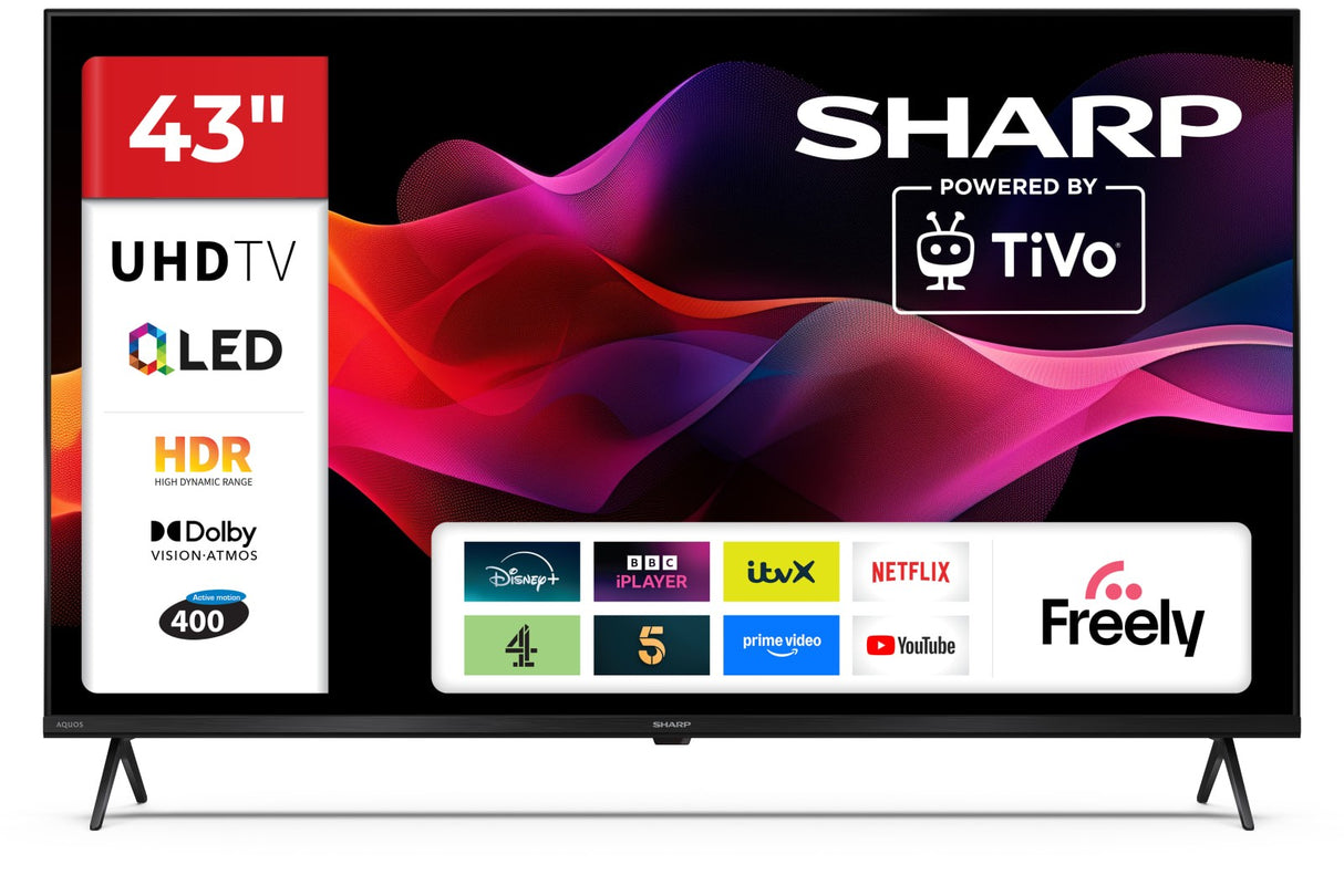 Sharp 43HM5145K 4k Ultra HD Frameless QLED Freely 43" Smart TV - Black