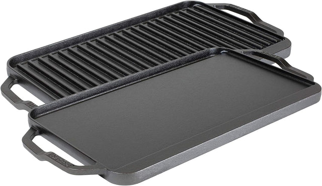 Lodge Cast Iron Reversible Rectangular Grill Pan Griddle - 25cm - Kazoop 