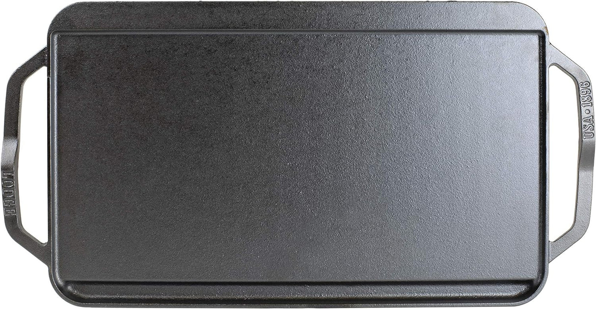 Lodge Cast Iron Reversible Rectangular Grill Pan Griddle - 25cm - Kazoop 