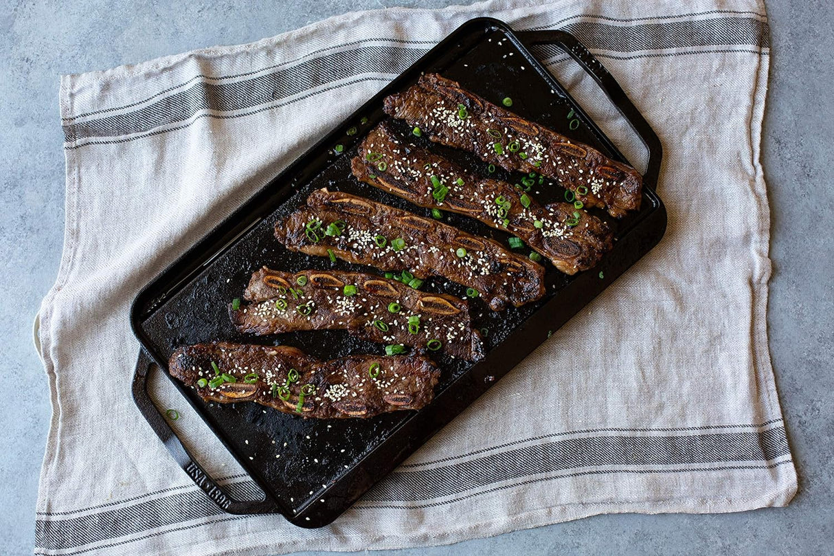 Lodge Cast Iron Reversible Rectangular Grill Pan Griddle - 25cm - Kazoop 