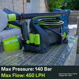 AVA Go P55 Large Bundle Pressure Washer 140 Bar 2000W 450L/h 10m Hose Green