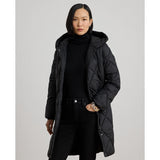 Ralph Lauren Women's Hooded Diamond Quilted Puffer Jacket Coat - Black - M