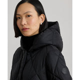 Ralph Lauren Women's Hooded Diamond Quilted Puffer Jacket Coat - Black - M