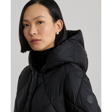 Ralph Lauren Women's Hooded Diamond Quilted Puffer Jacket Coat - Black - M