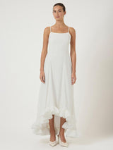 YAS Ruffle Trim Sleeveless Slim Maxi Wedding Dress - Gardenia Cream - UK 10