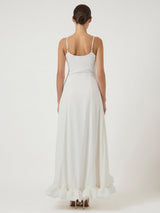 YAS Ruffle Trim Sleeveless Slim Maxi Wedding Dress - Gardenia Cream - UK 10