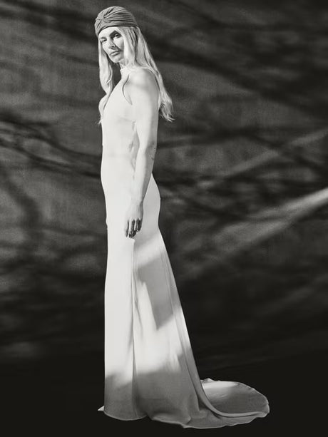 YAS Dottea Halterneck Sheath Sleeveless Wedding Dress - White - UK Size 10