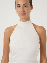YAS Dottea Halterneck Sheath Sleeveless Wedding Dress - White - UK Size 10