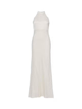 YAS Dottea Halterneck Sheath Sleeveless Maxi Wedding Dress - White - UK 12