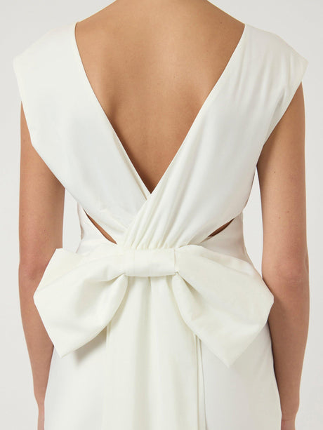 YAS Dottea Bow Back Maxi Sleeveless Sheath Wedding Dress - White - UK 12