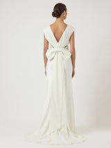 YAS Dottea Bow Back Maxi Sleeveless Sheath Wedding Dress - White - UK 12