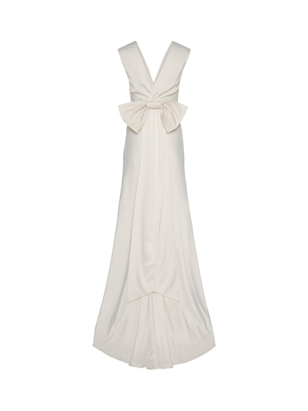 YAS Dottea Bow Back Maxi Sleeveless Sheath Wedding Dress - White - UK 12