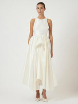 YAS Ellina Ruffle Sleeveless Asymmetrical A-Line Wedding Dress - White UK 8