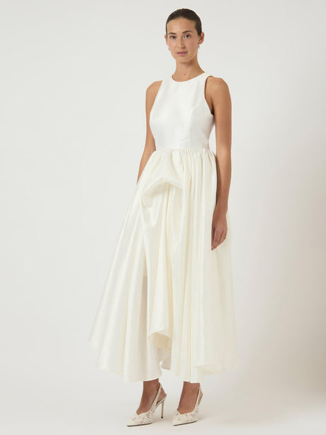 YAS Ellina Ruffle Sleeveless Asymmetrical A-Line Wedding Dress - White UK 8