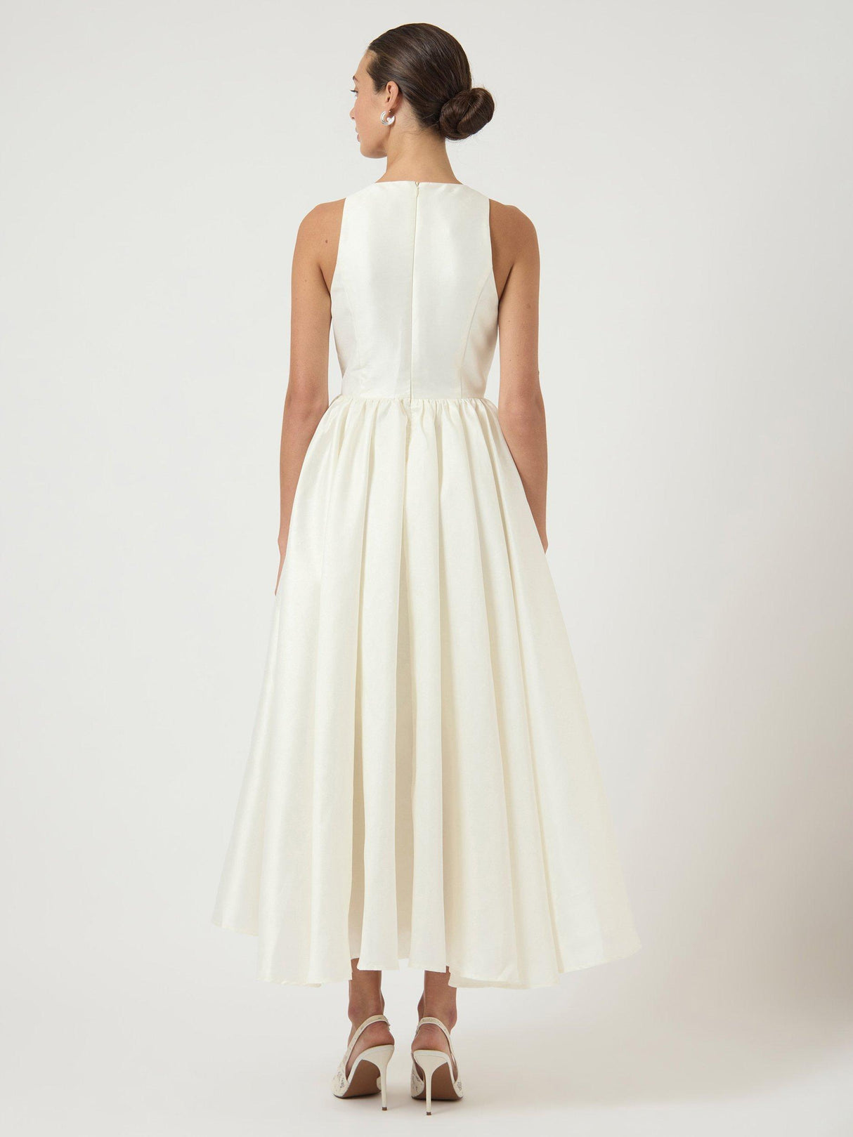 YAS Ellina Ruffle Sleeveless Asymmetrical A-Line Wedding Dress - White UK 8