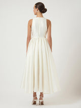 YAS Ellina Ruffle Sleeveless Asymmetrical A-Line Wedding Dress - White UK 8