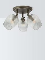 John Lewis Fulbrook 3 Dimmable Reeded Glass Shade Ceiling Spotlight - Clear