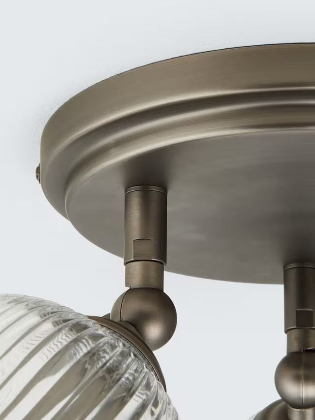 John Lewis Fulbrook 3 Dimmable Reeded Glass Shade Ceiling Spotlight - Clear