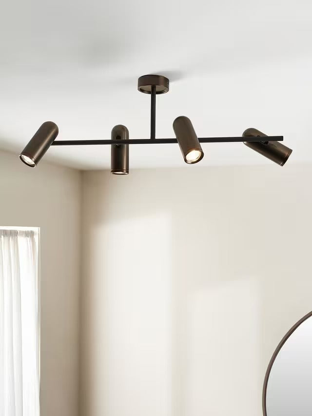John Lewis Dimmable Cooper 4 Adjustable Spotlight Ceiling Bar - Dark Bronze