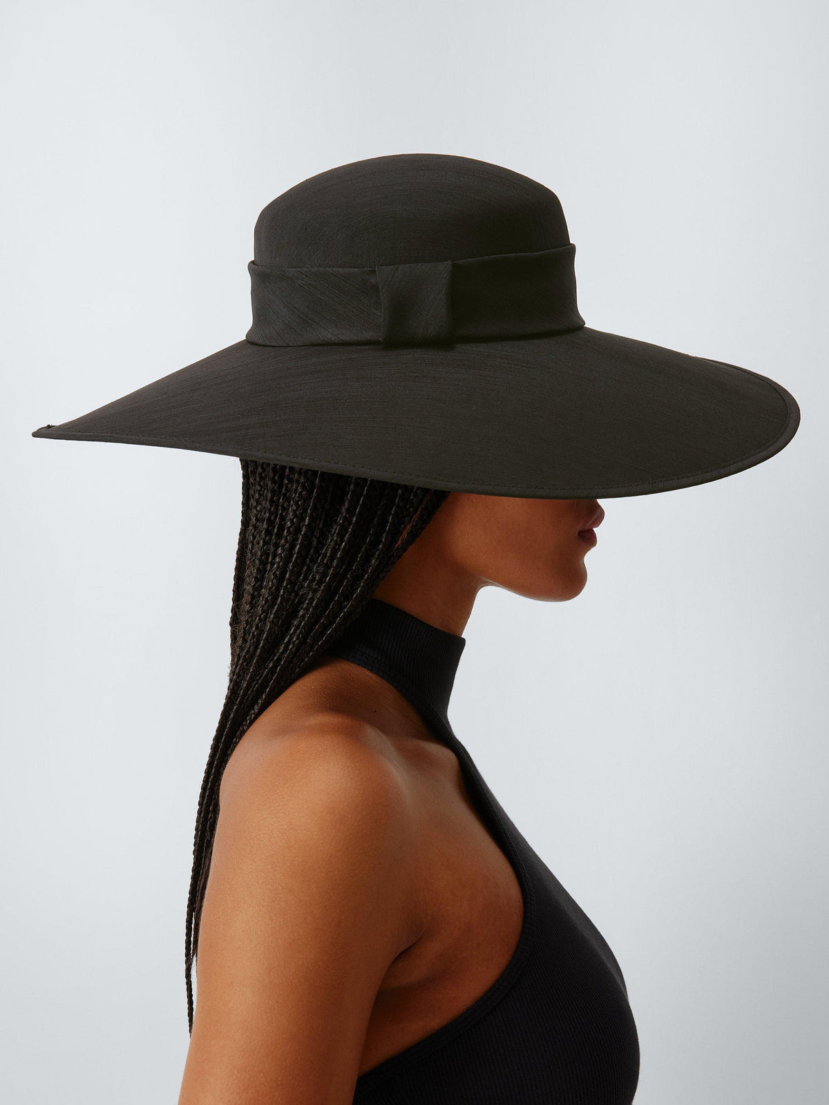 John Lewis Audrey Plain Wide Brim Abaca Band Women's Occasion Hat - Black