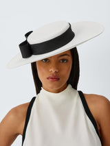 John Lewis Marina Boater Bow Race Day Wedding Occation Hat - Ivory/Black