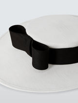 John Lewis Marina Boater Bow Race Day Wedding Occation Hat - Ivory/Black
