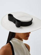 John Lewis Marina Boater Bow Race Day Wedding Occation Hat - Ivory/Black