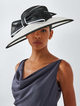 John Lewis Betty Wedding Asymmetric Woven Downturn Brim Bow Hat White/Black