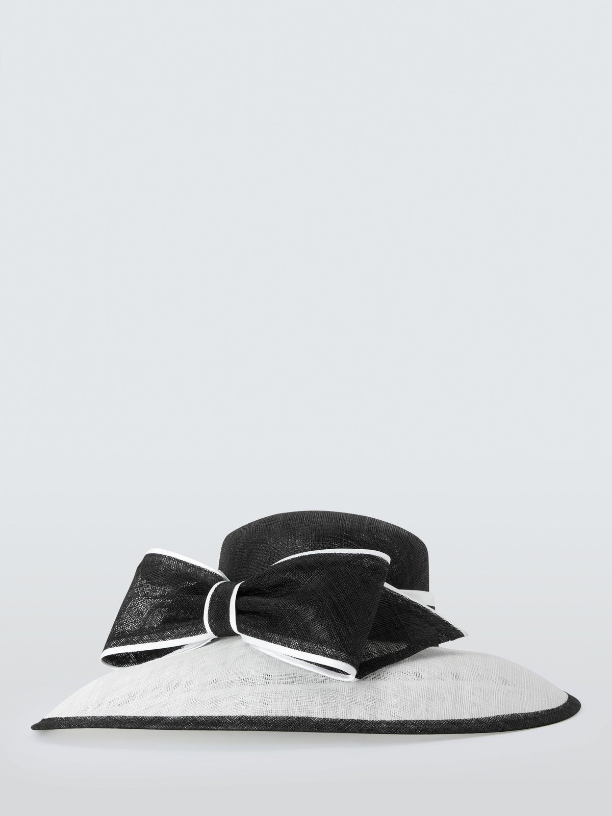 John Lewis Betty Wedding Asymmetric Woven Downturn Brim Bow Hat White/Black