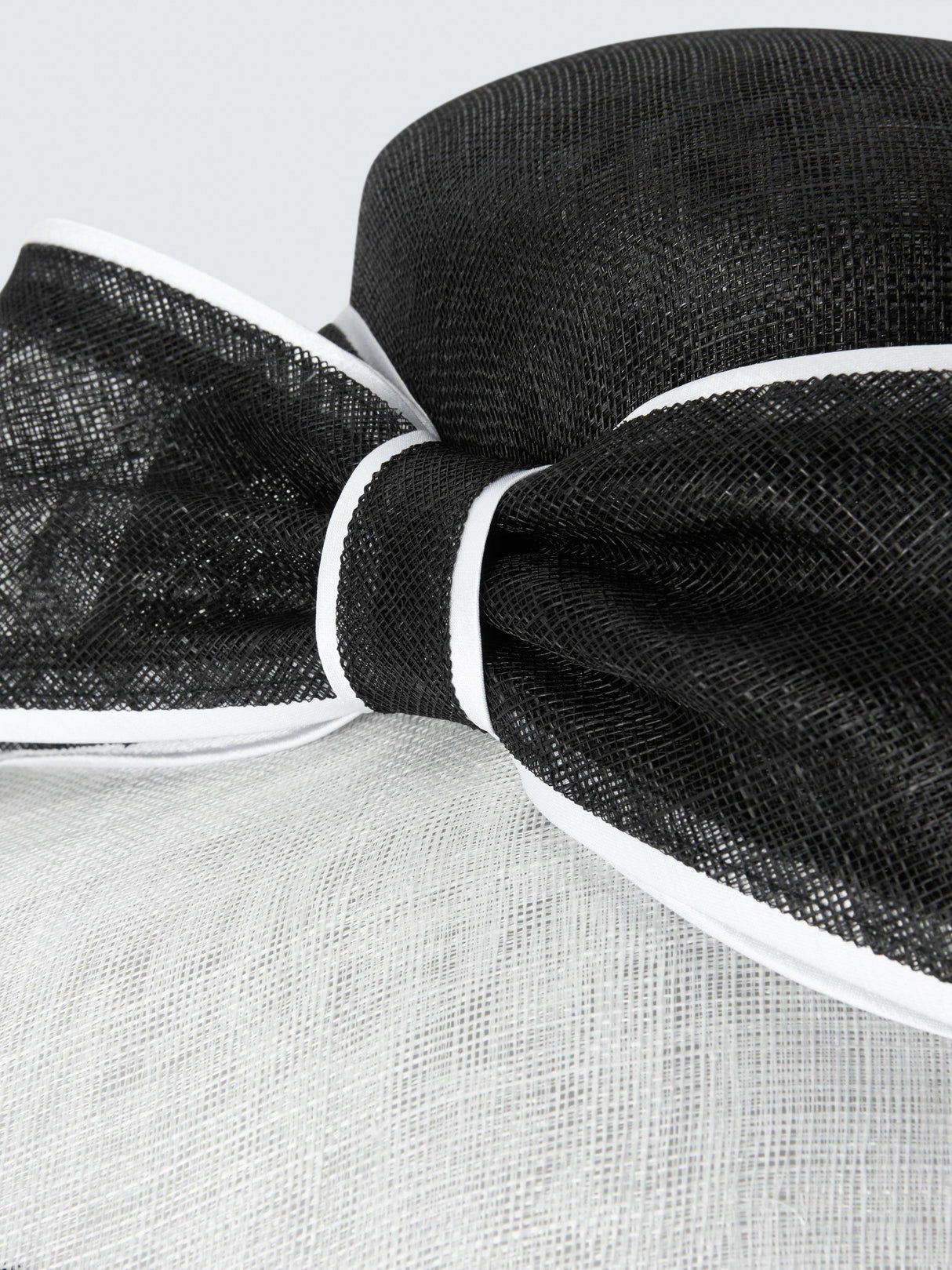 John Lewis Betty Wedding Asymmetric Woven Downturn Brim Bow Hat White/Black