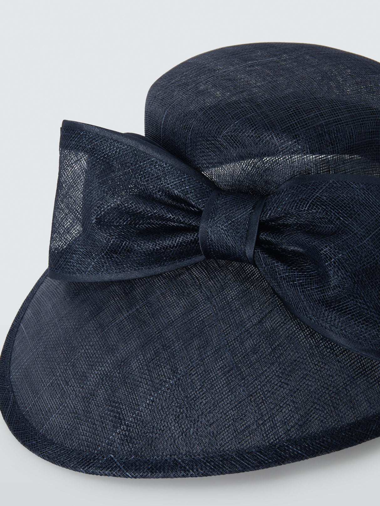 John Lewis Betty Woven East West Downturn Brim Bow Wedding Occasion Hat Navy