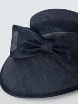 John Lewis Betty Woven East West Downturn Brim Bow Wedding Occasion Hat Navy