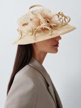 John Lewis Women's Heather Wide Brim Abaca Occasion Wedding Hat - Champagne