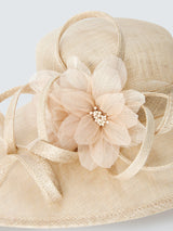 John Lewis Women's Heather Wide Brim Abaca Occasion Wedding Hat - Champagne
