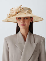 John Lewis Women's Heather Wide Brim Abaca Occasion Wedding Hat - Champagne