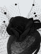 John Lewis Ambrose Race Day Wedding Floral Veil Beret Fascinator - Black