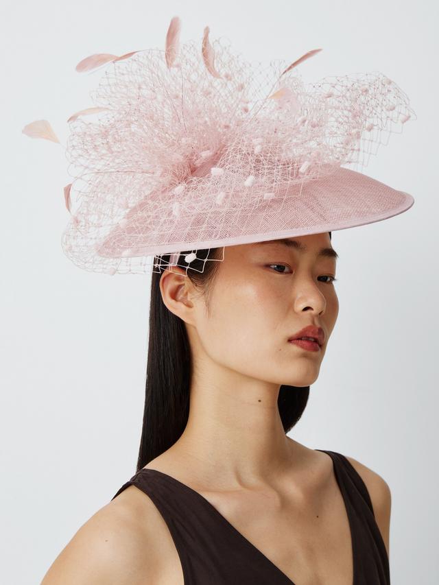 Snoxells Sabrina Feather Medium Disc Wedding Race Day Fascinator Light Pink