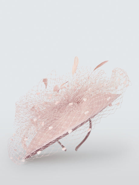 Snoxells Sabrina Feather Medium Disc Wedding Race Day Fascinator Light Pink