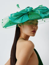 Snoxells Sadie Large Plain Disc Fascinator Formal Women's Hat with Bow Green