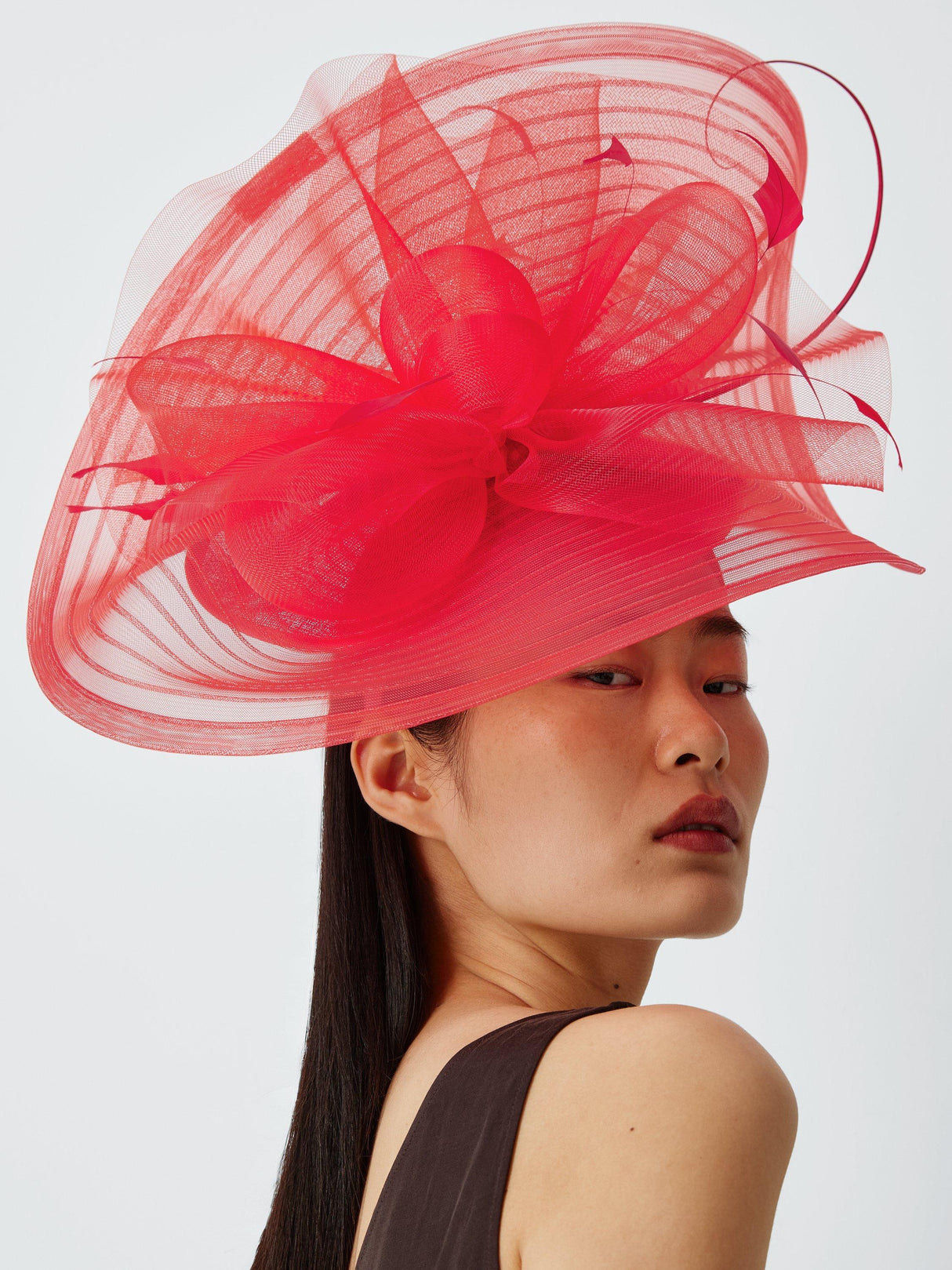 Snoxells Scarlett Medium Disc Bow Wedding Fascinator Occasion Hat - Red