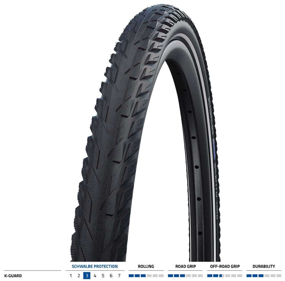 Schwalbe Silento 26x1.75 47-559 K-Guard Reflex Wired Bicycle Tyre - Black