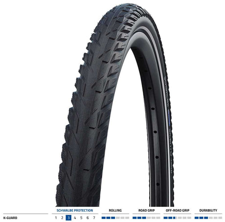 Schwalbe Silento 26x1.75 47-559 K-Guard Reflex Wired Bicycle Tyre - Black