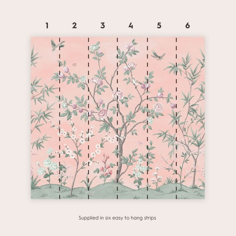 Laura Ashley 113411 Eglantine Wallpaper Mural H280 x W300cm - Blush Pink